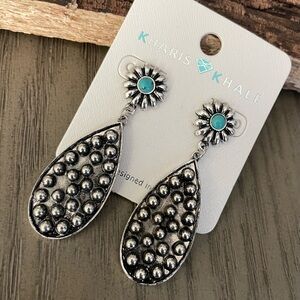 Textured Silver and Turquoise Earrings
